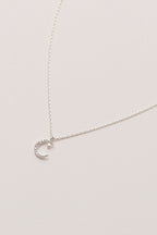 Moon & Star Necklace, Silver-Plated