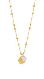 Triple Beaded Chain and Molton Pebbles Necklace