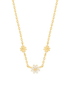 Triple Flower White Enamel Necklace