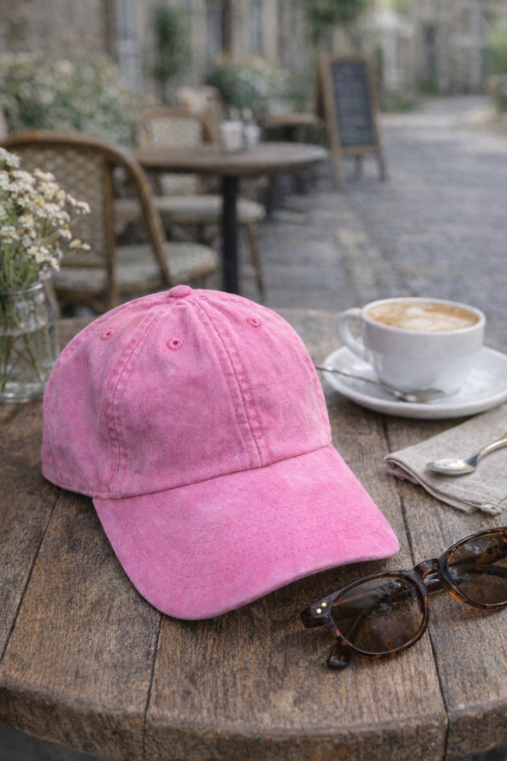 Aubrey Cap, Washed Hot Pink