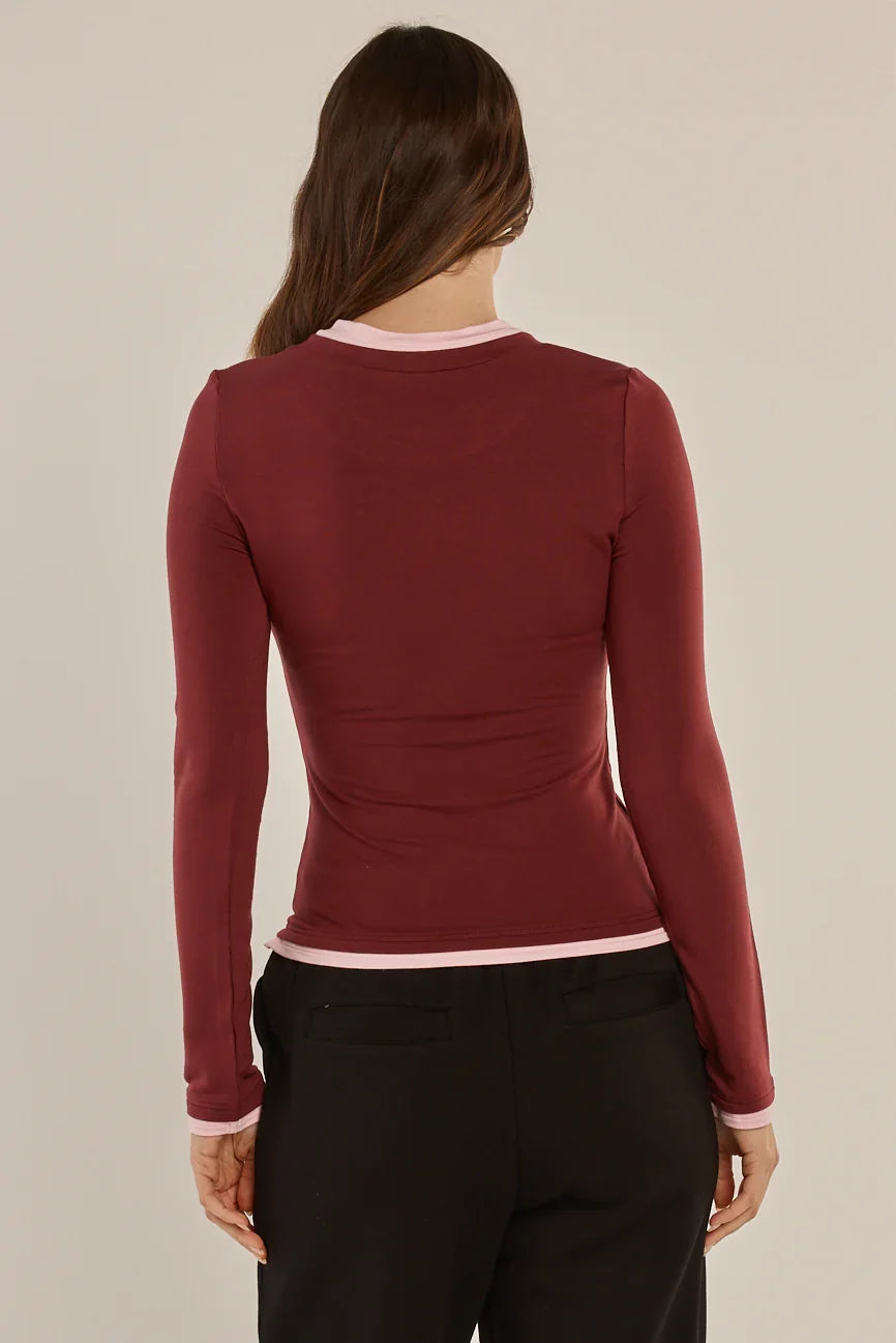 Cloud LS Tee, Burgundy