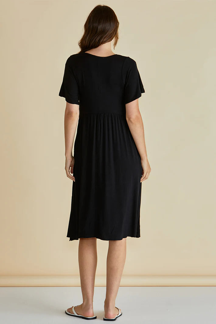 Donna V-Neck Dress, Black