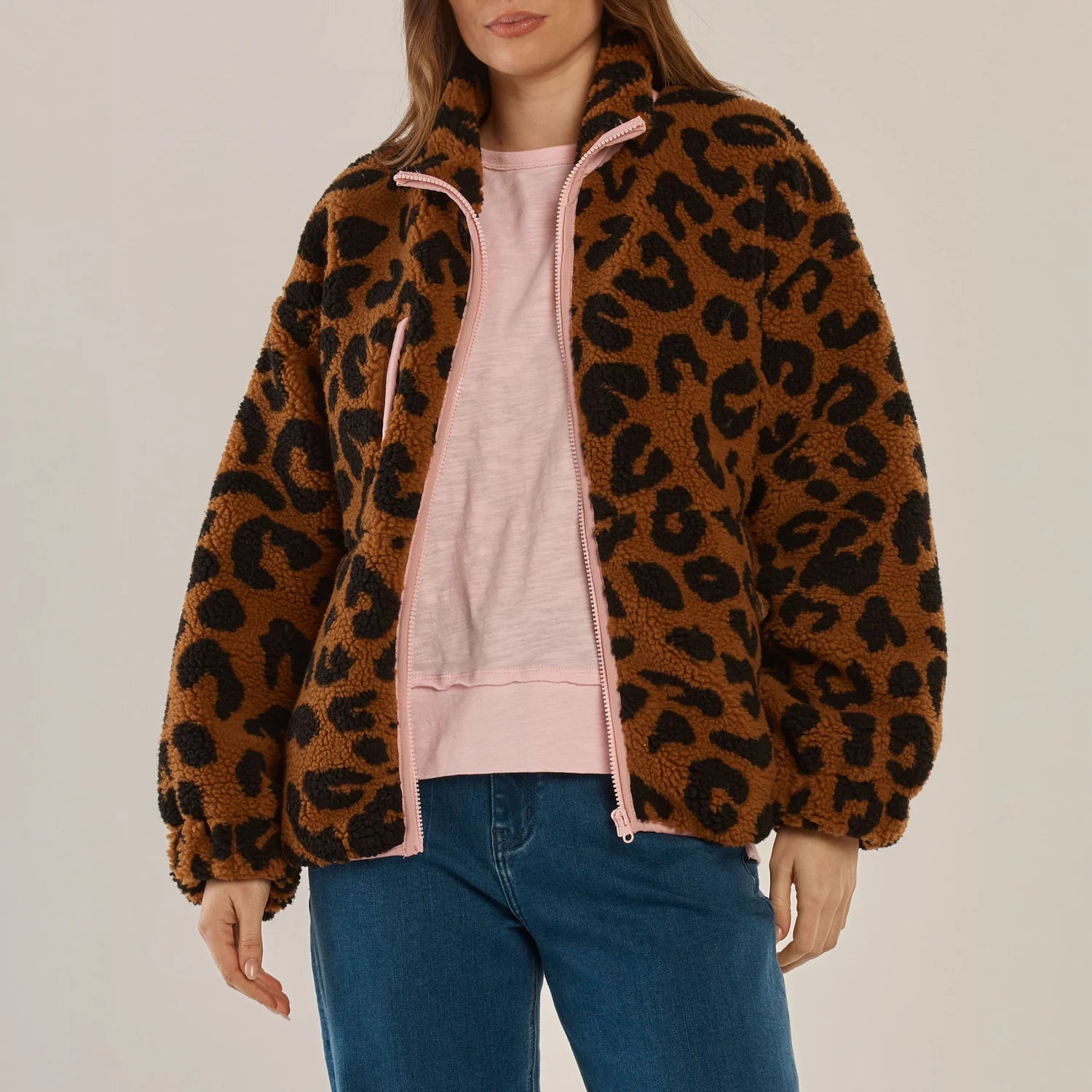 Jayne Fleece Jacket, Animal & Pink