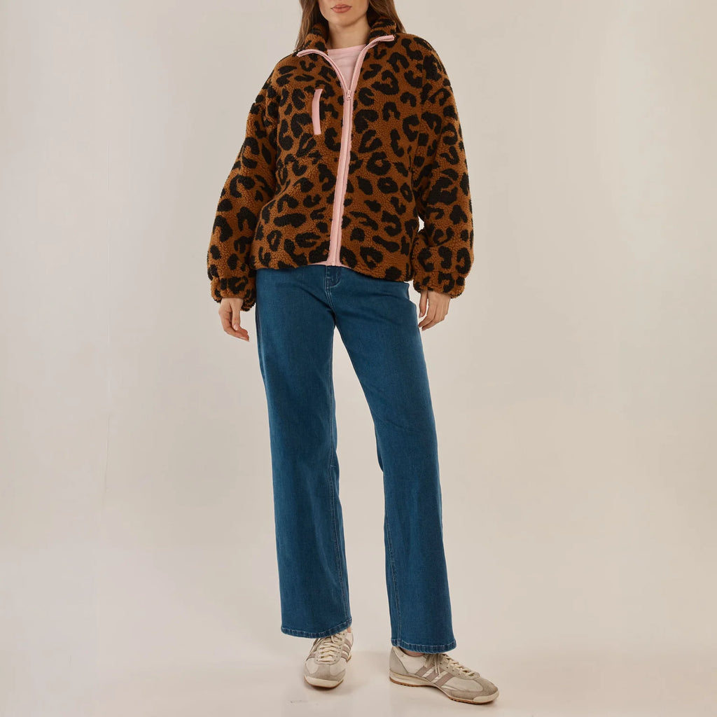 Jayne Fleece Jacket, Animal & Pink