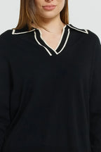 Makenna Polo Sweater, Black