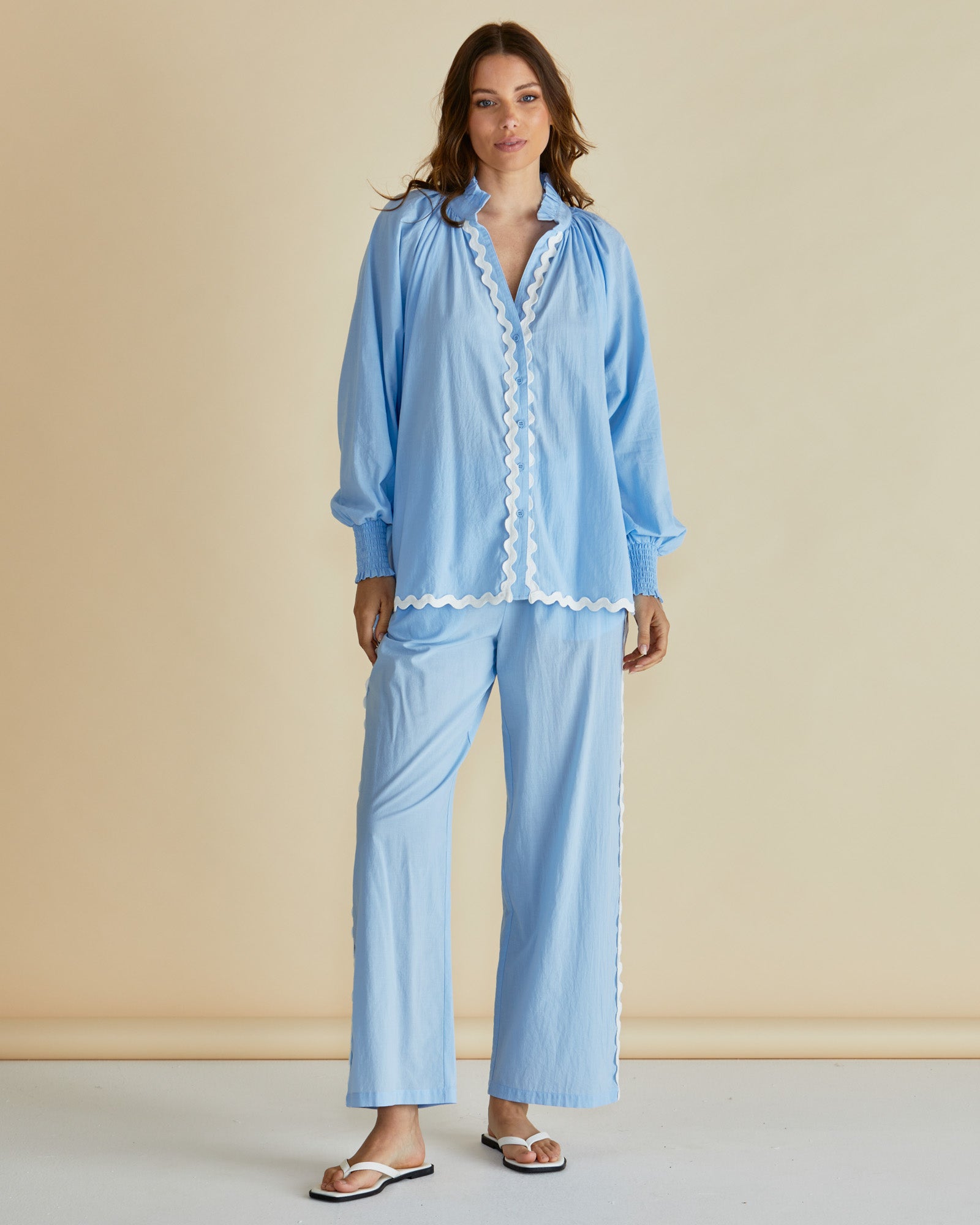 Romi Shirt, Blue Ric-Rac
