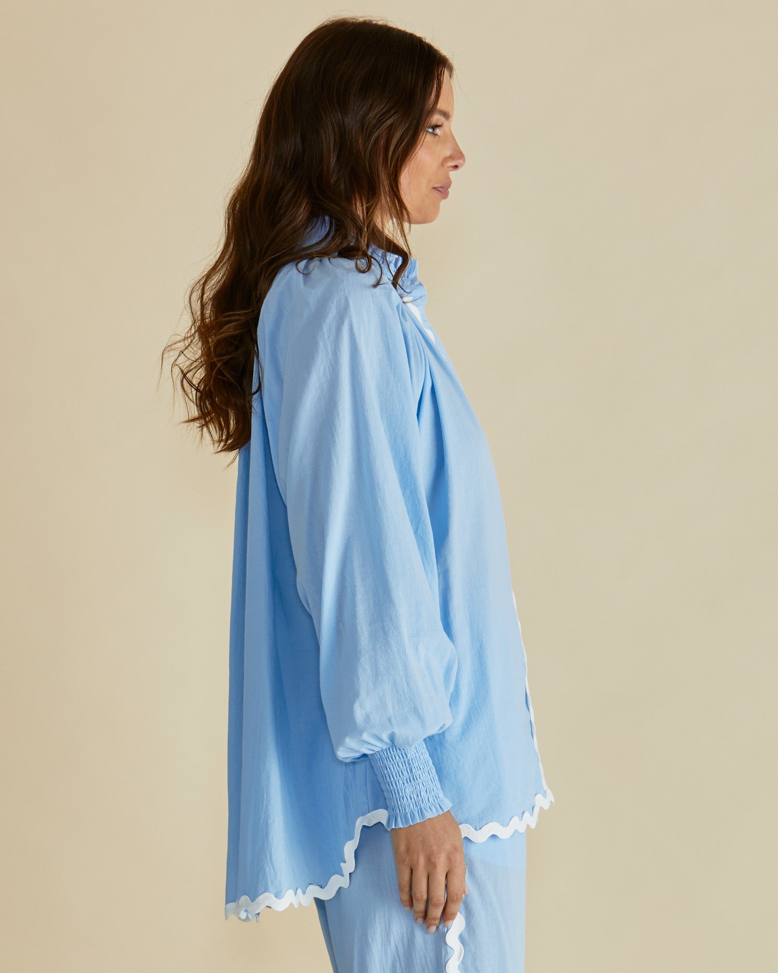 Romi Shirt, Blue Ric-Rac