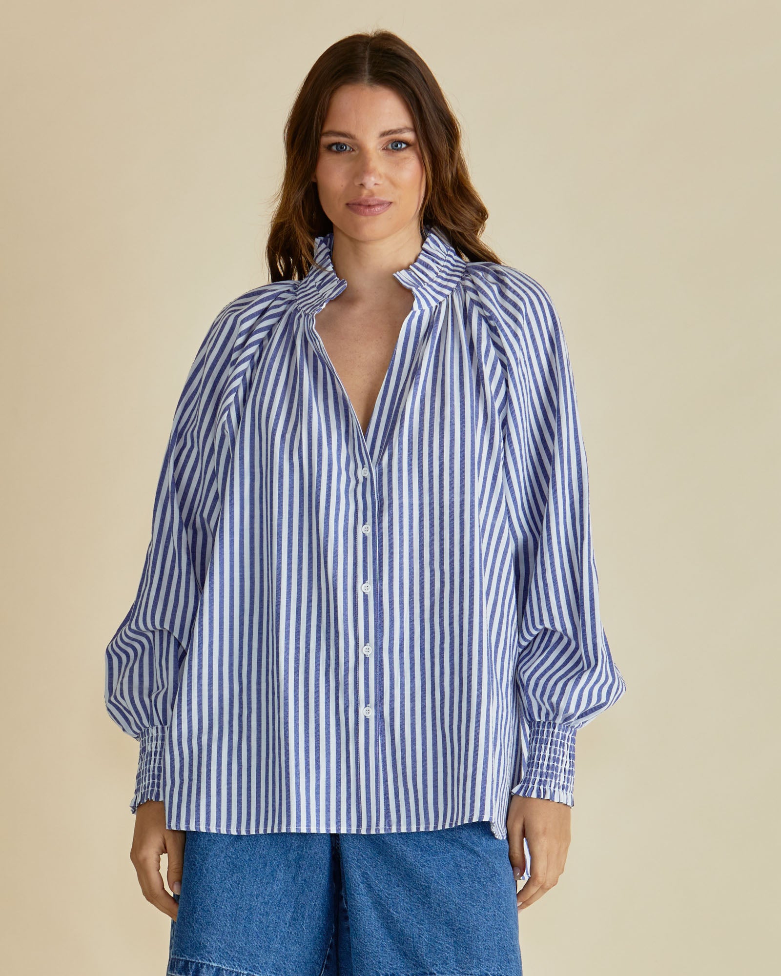 Romi Shirt, Navy Stripe