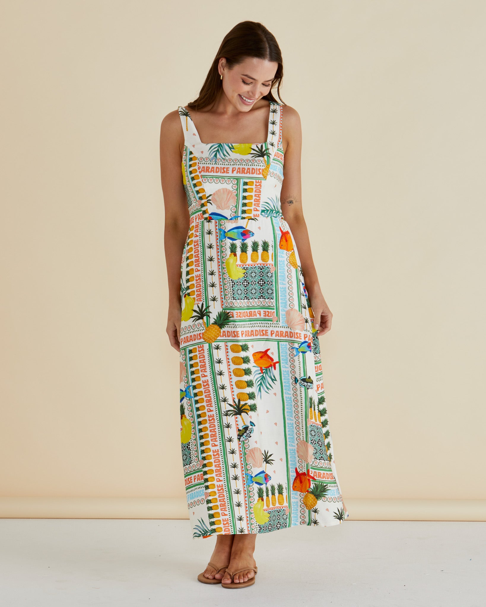 Tegan Midi Dress, Paradise Print