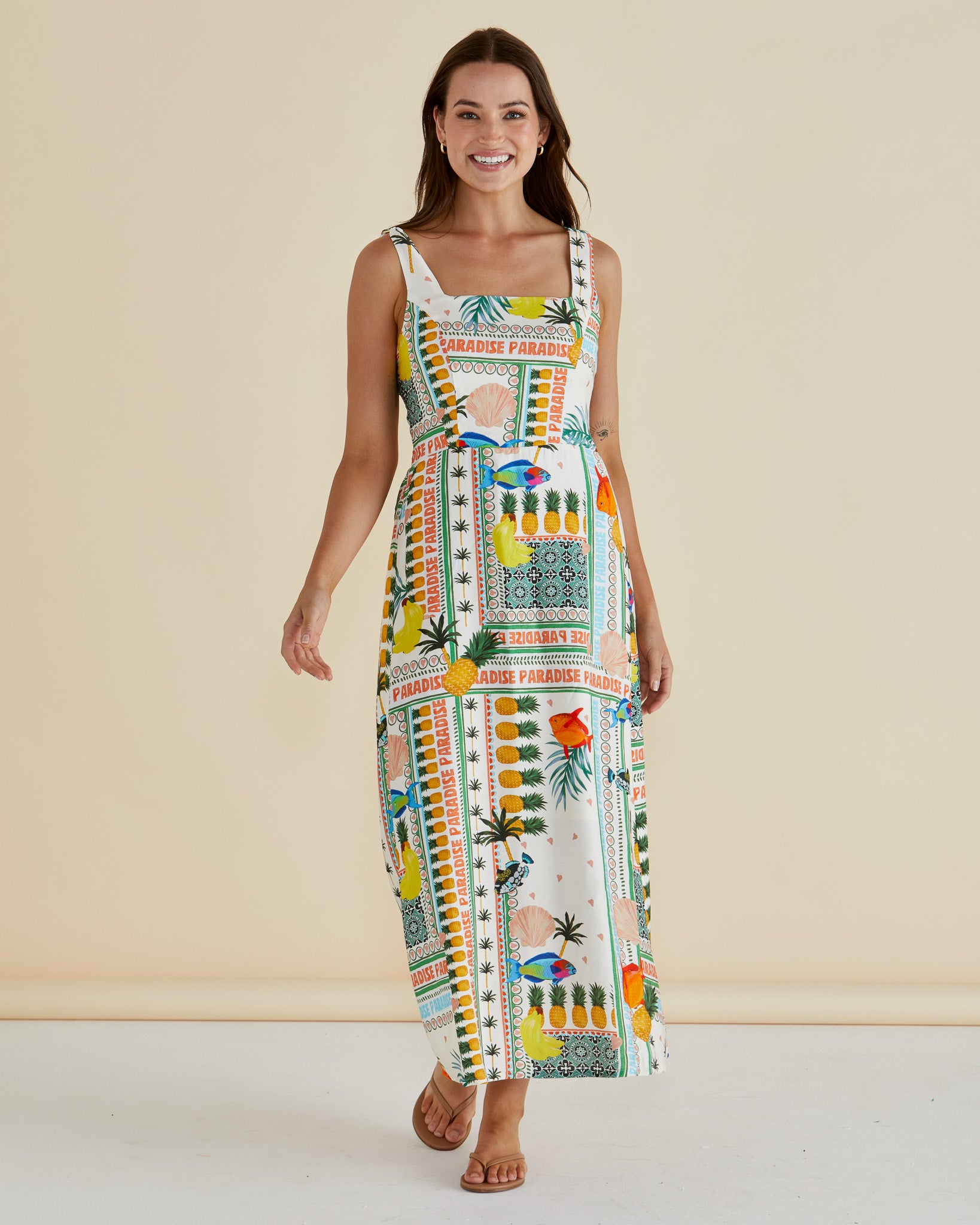 Tegan Midi Dress, Paradise Print