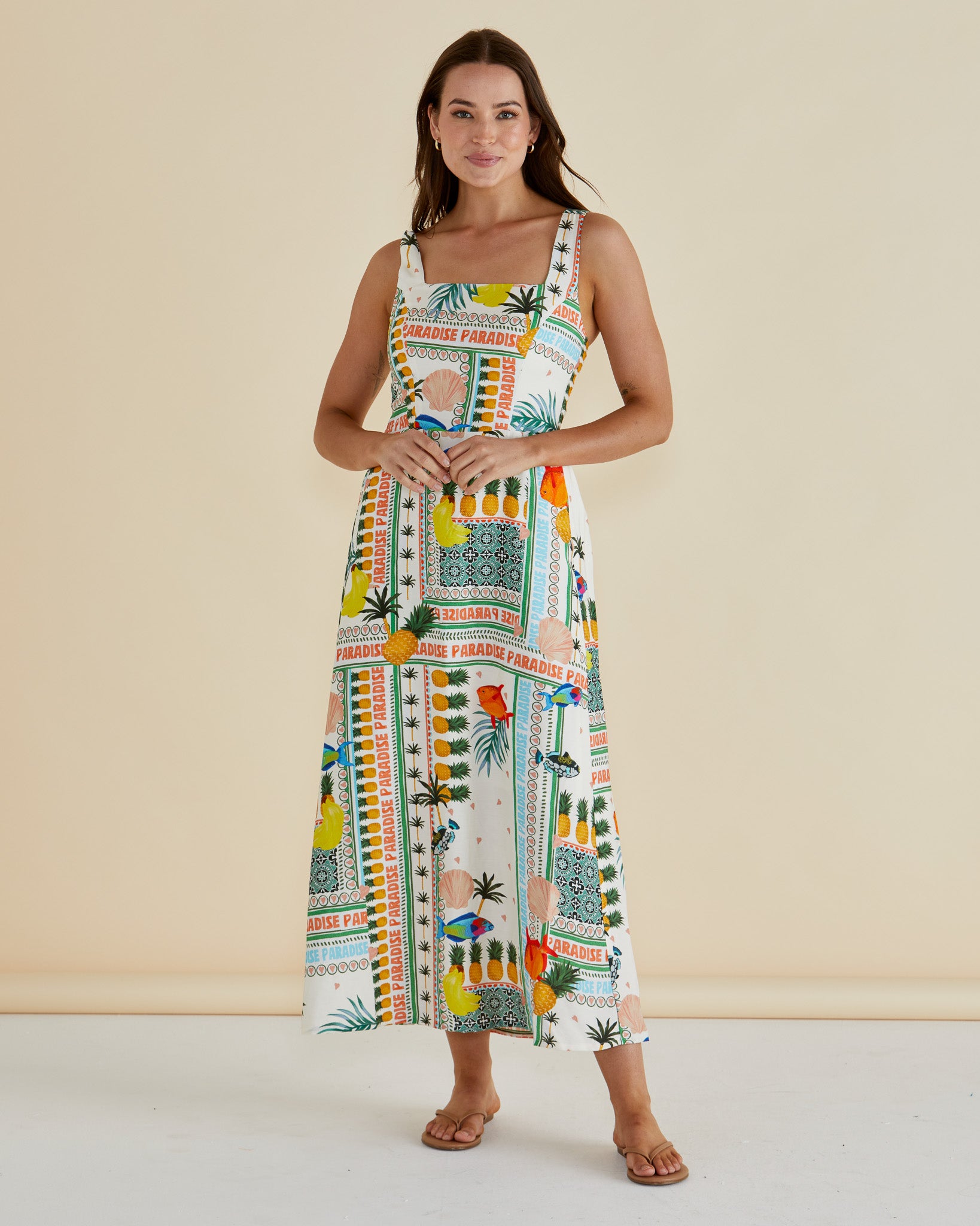 Tegan Midi Dress, Paradise Print