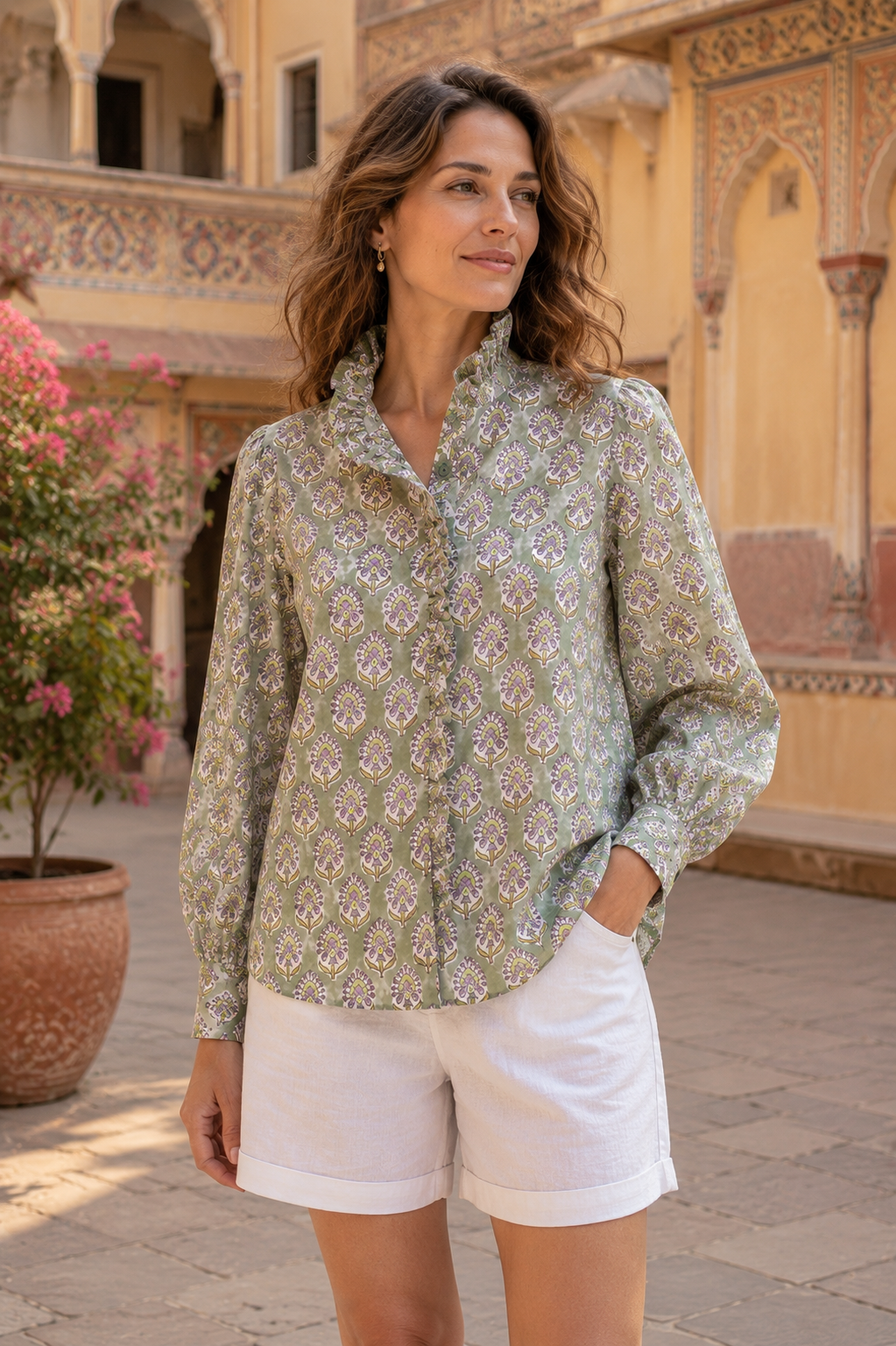 Bibi Shirt, Cotton Desert Sage
