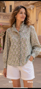 Bibi Shirt, Cotton Desert Sage