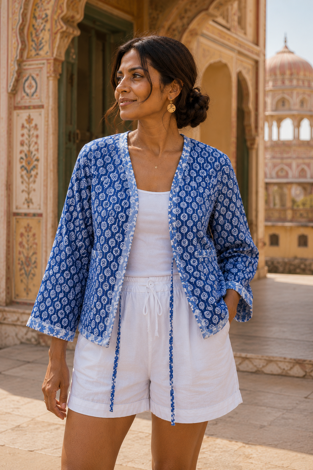 Lexis Reversible Quilted Jacket, Indigo Mosaic