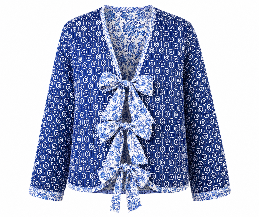 Lexis Reversible Quilted Jacket, Indigo Mosaic