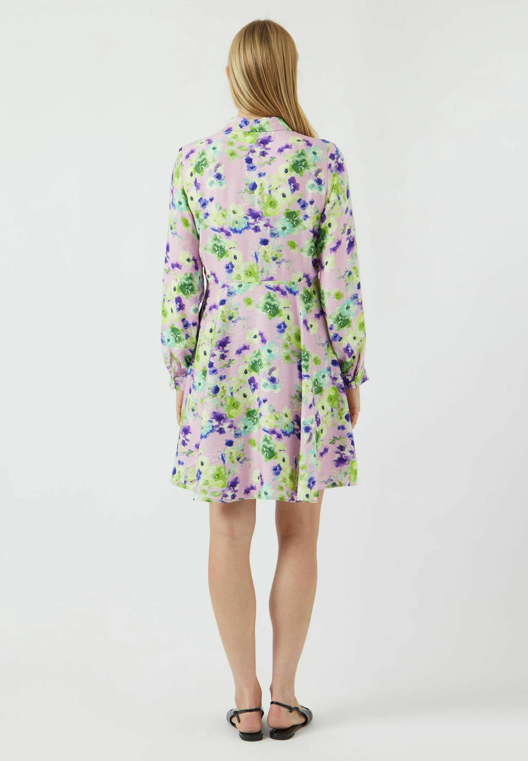 Kaya Long-Sleeved Shirt Dress, Pale Lilac
