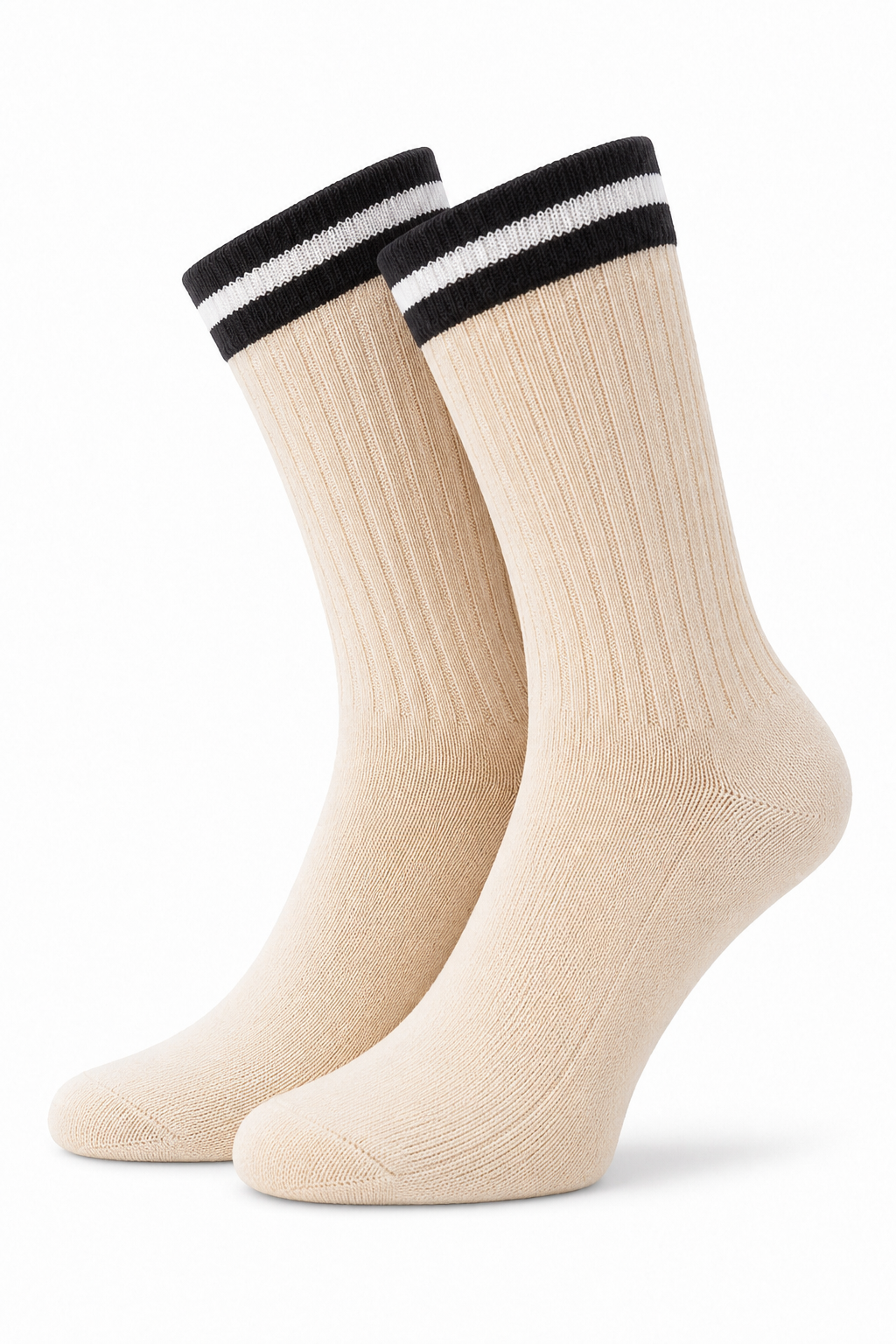 Clark Socks, Beige with Striped Tops