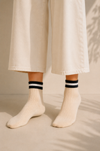 Clark Socks, Beige with Striped Tops