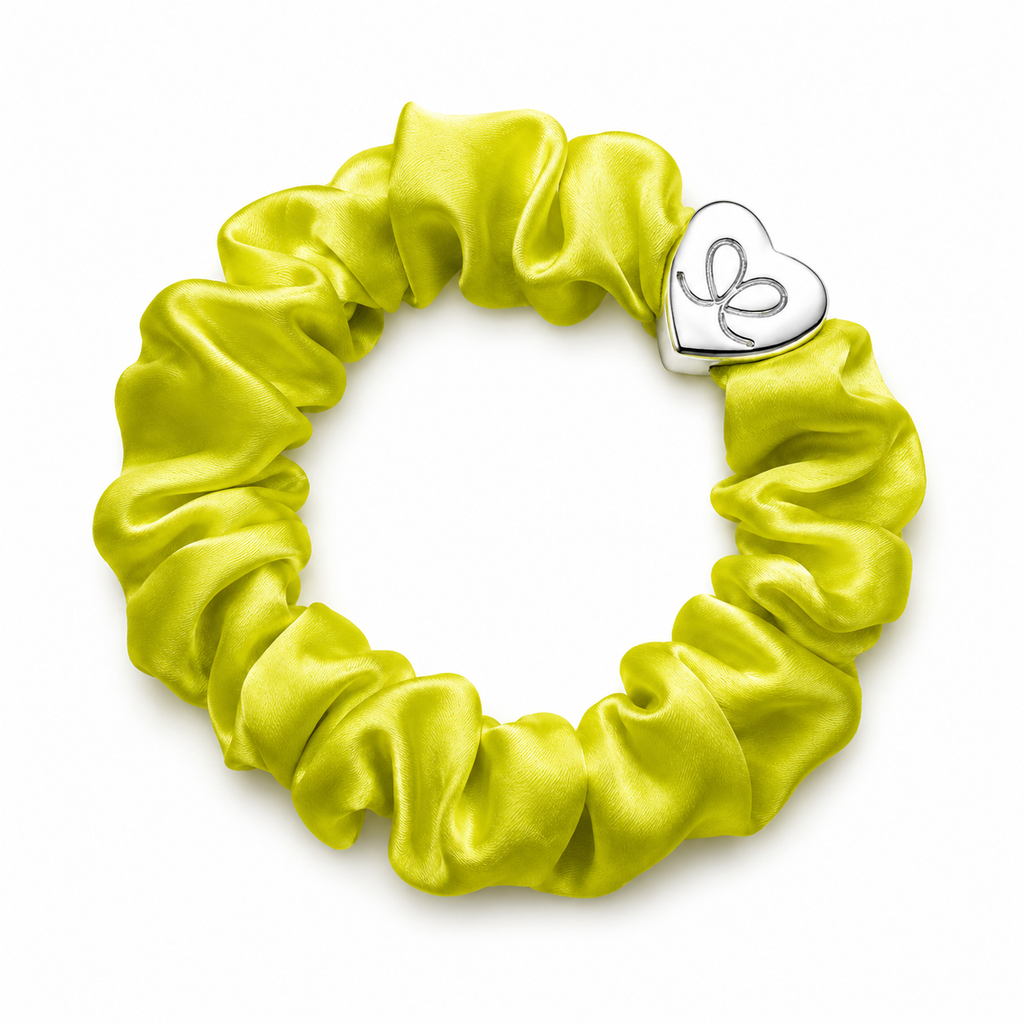 Salli Pure Silk Scrunchie, Lime Green