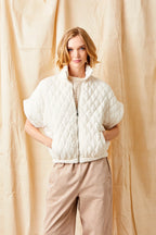 Charlston Quilted Short Sleeve Jacket, Buttermilk