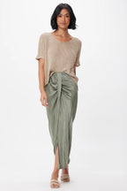 Melanie Satin Skirt, Sage Green