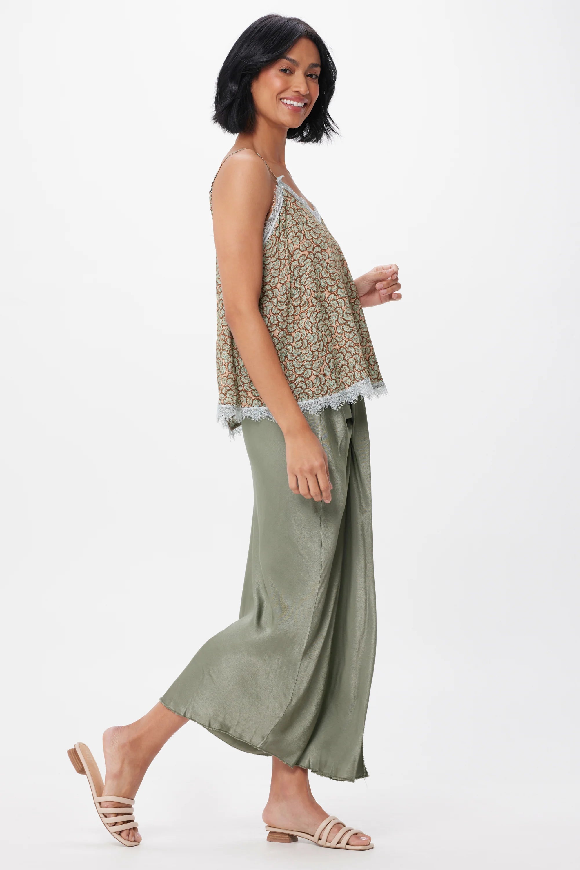 Melanie Satin Skirt, Sage Green