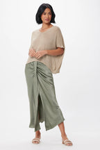 Melanie Satin Skirt, Sage Green