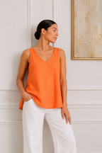 Teresa Linen Swing Cami, Orange