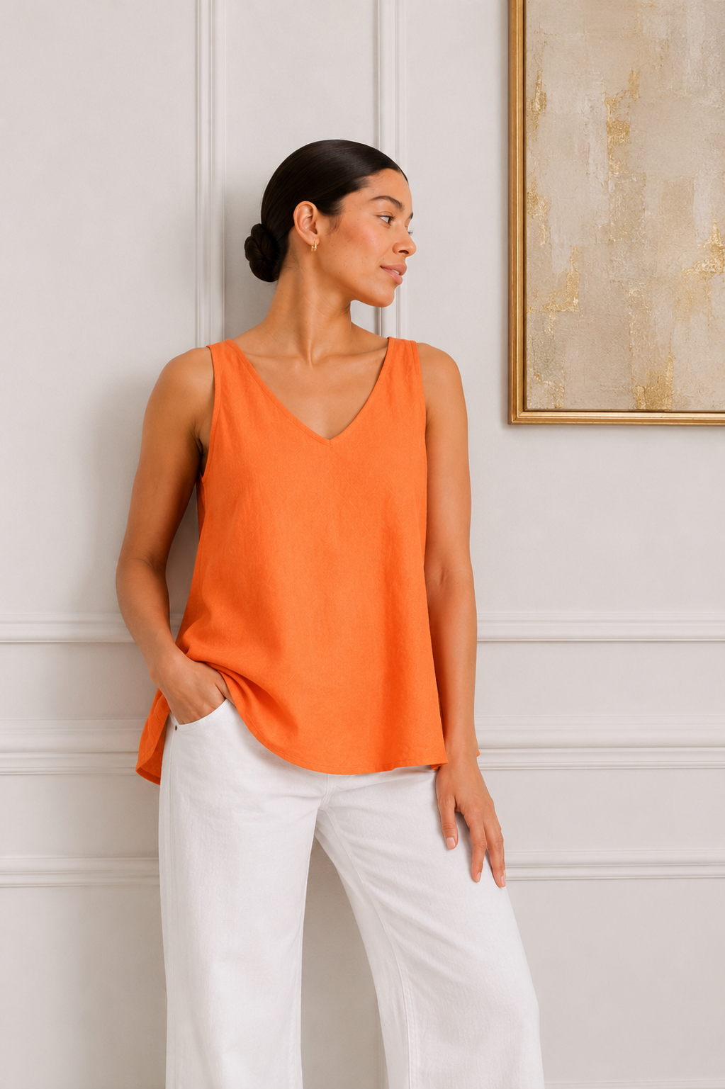 Teresa Linen Swing Cami, Orange