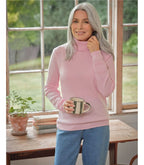 Cora Cashmere & Merino Polo Neck Jumper, Ballet Pink