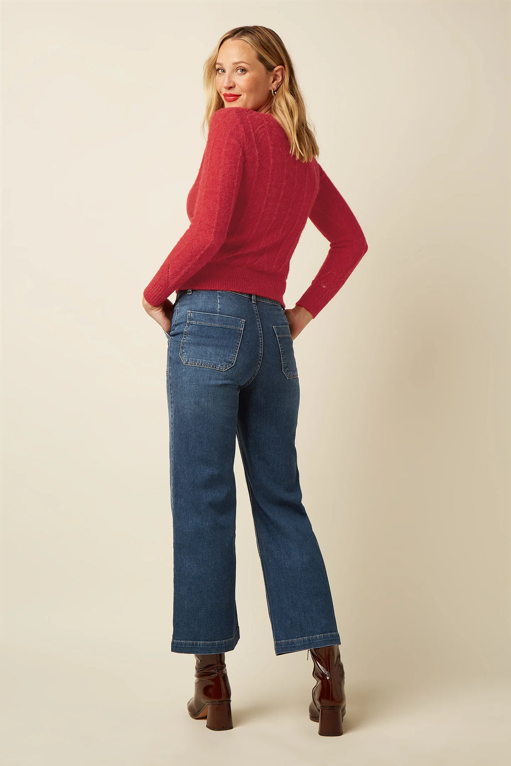 Lia Hiver Knit Top, Fiery Red