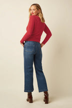 Lia Hiver Knit Top, Fiery Red