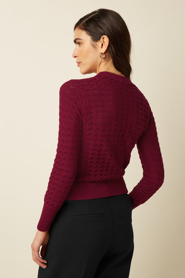 Avel Knitted Polo Top, Rhubarb Red