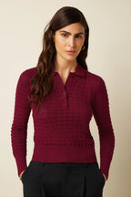 Avel Knitted Polo Top, Rhubarb Red