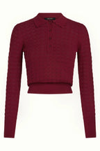 Avel Knitted Polo Top, Rhubarb Red