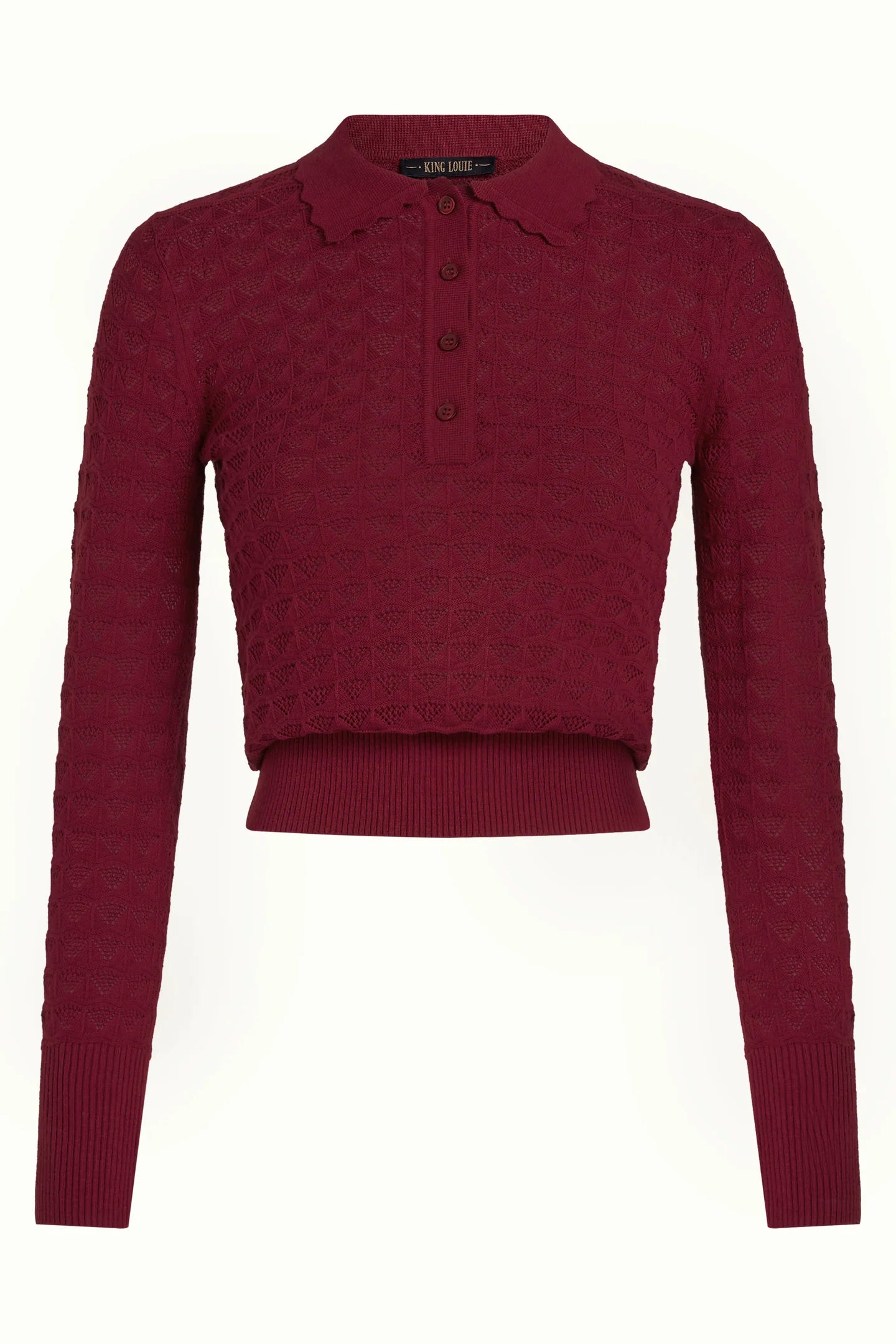 Avel Knitted Polo Top, Rhubarb Red