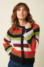 Raglan Campo Knit Cardigan, Multicolour Stripe