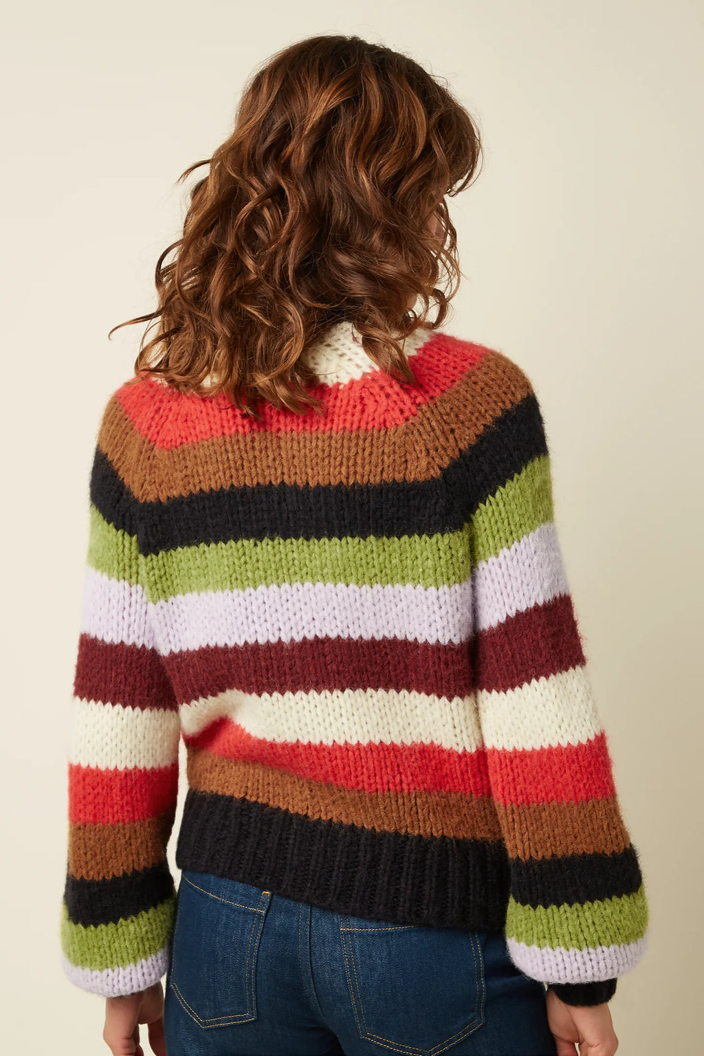 Raglan Campo Knit Cardigan, Multicolour Stripe
