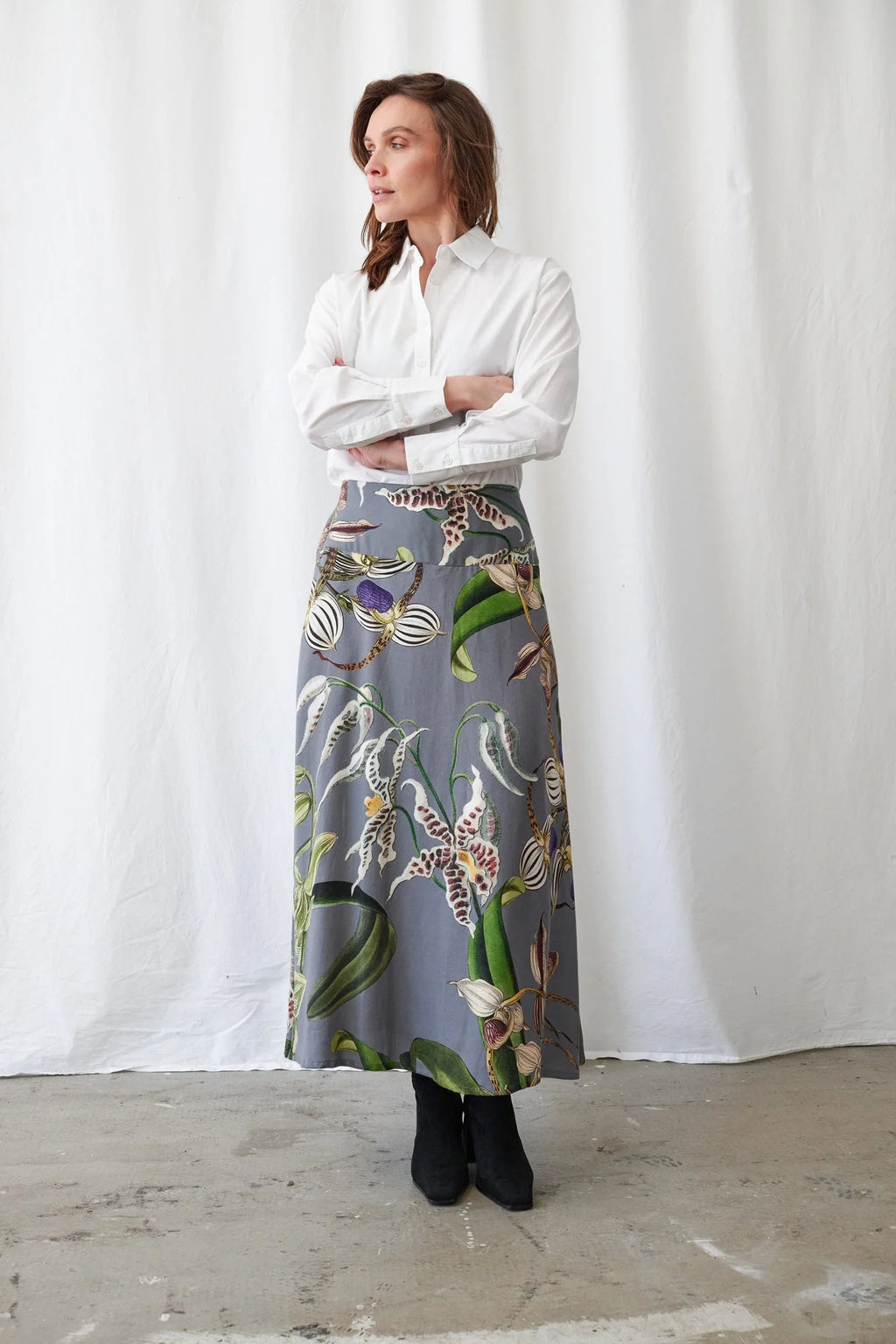 Orchid Grey A-Line Maxi Skirt