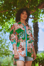 Kitsch Bouquet Green Oversized Shirt
