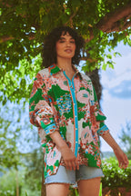 Kitsch Bouquet Green Oversized Shirt