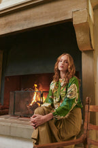 Rhodoleia Green Pussybow Blouse
