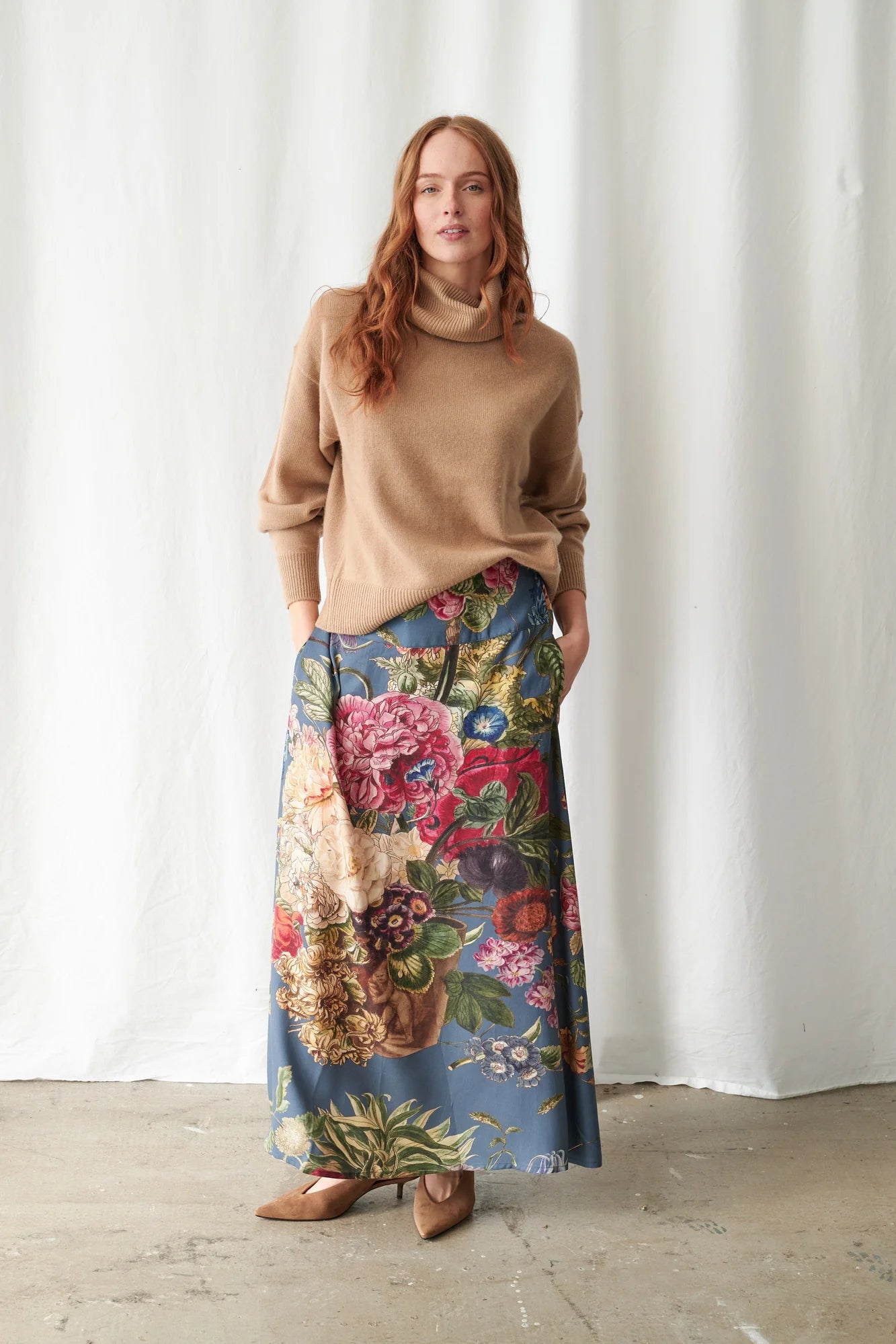 Primula Blue A-Line Maxi Skirt