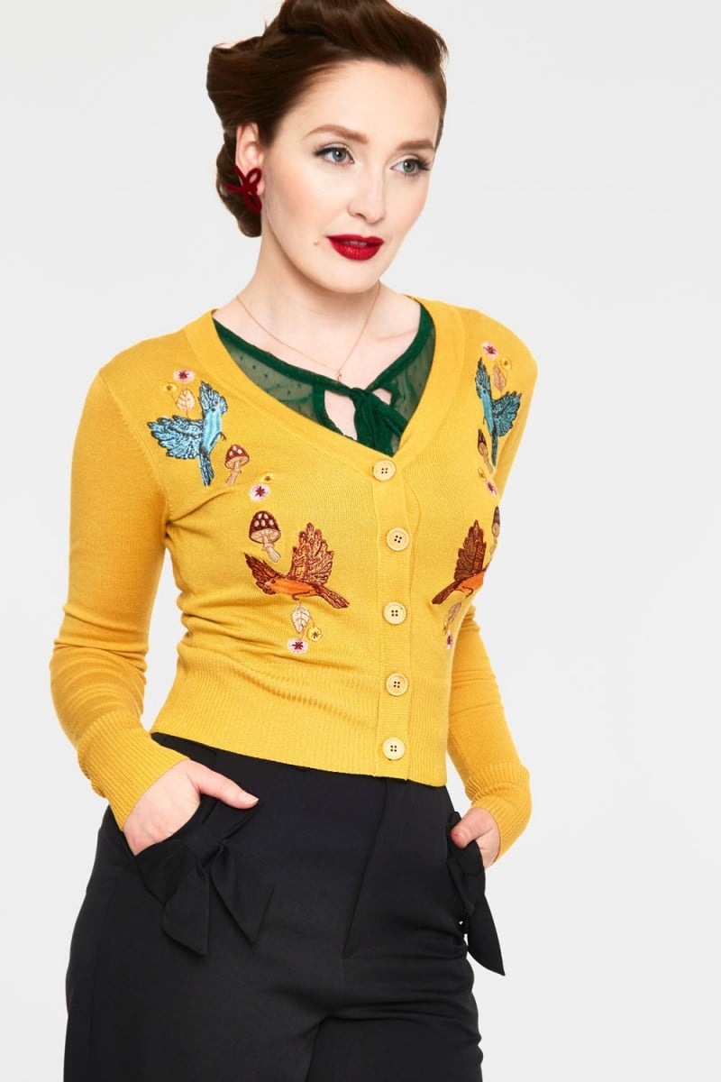Ginny Woodland Cardigan, Mustard image 3