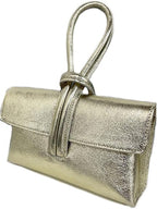 Metallic Leather Loop Bag, Gold image 0