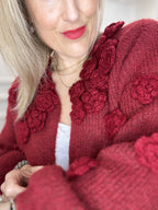 Rosie Knit  Cardigan, Burgundy image 3