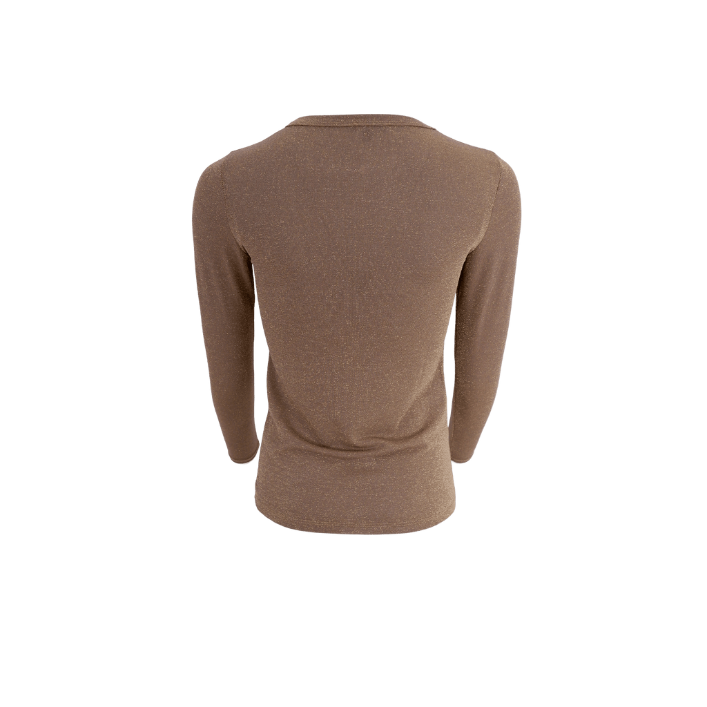 Faye Lurex Long-Sleeved Top, Golden Sand colour image 2