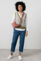 Gwyneth Fair Isle Sleeveless Cardigan, Moss image 6