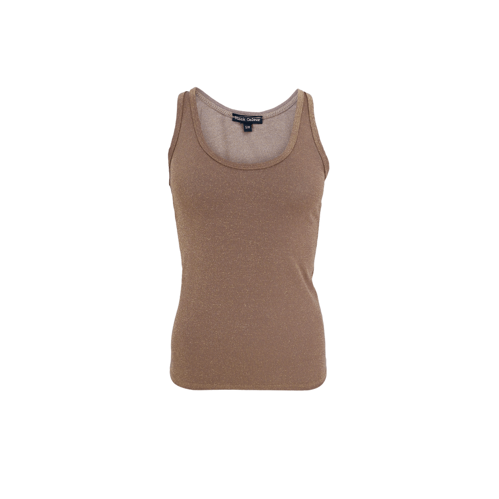 Faye Lurex Vest Top, Golden Sand colour image 1