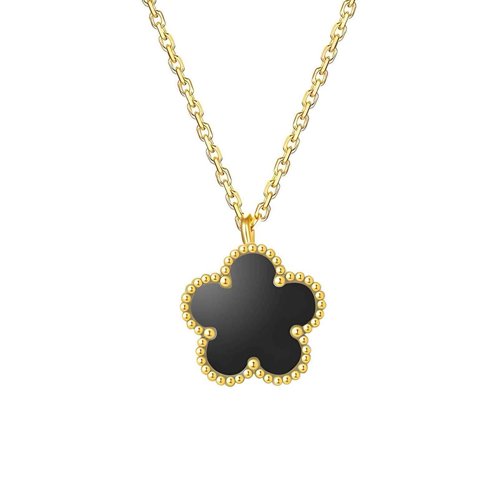 Gold-Plated Clover Necklace, Black image 0